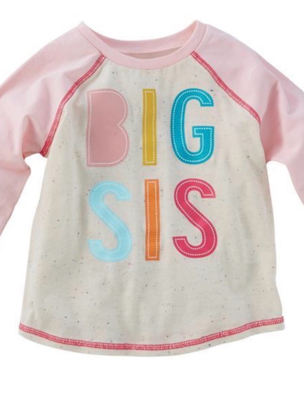 Mud Pie Cream Speckled Tee with Pink Trim
